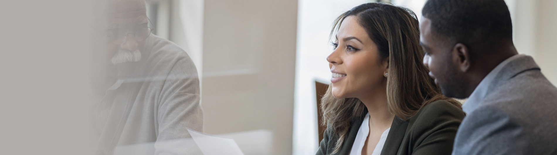 woman speaking with man looking at her