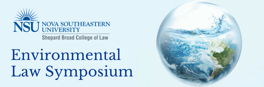 Environmental Law Symposium banner with Earth and water illustration on the right hand side
